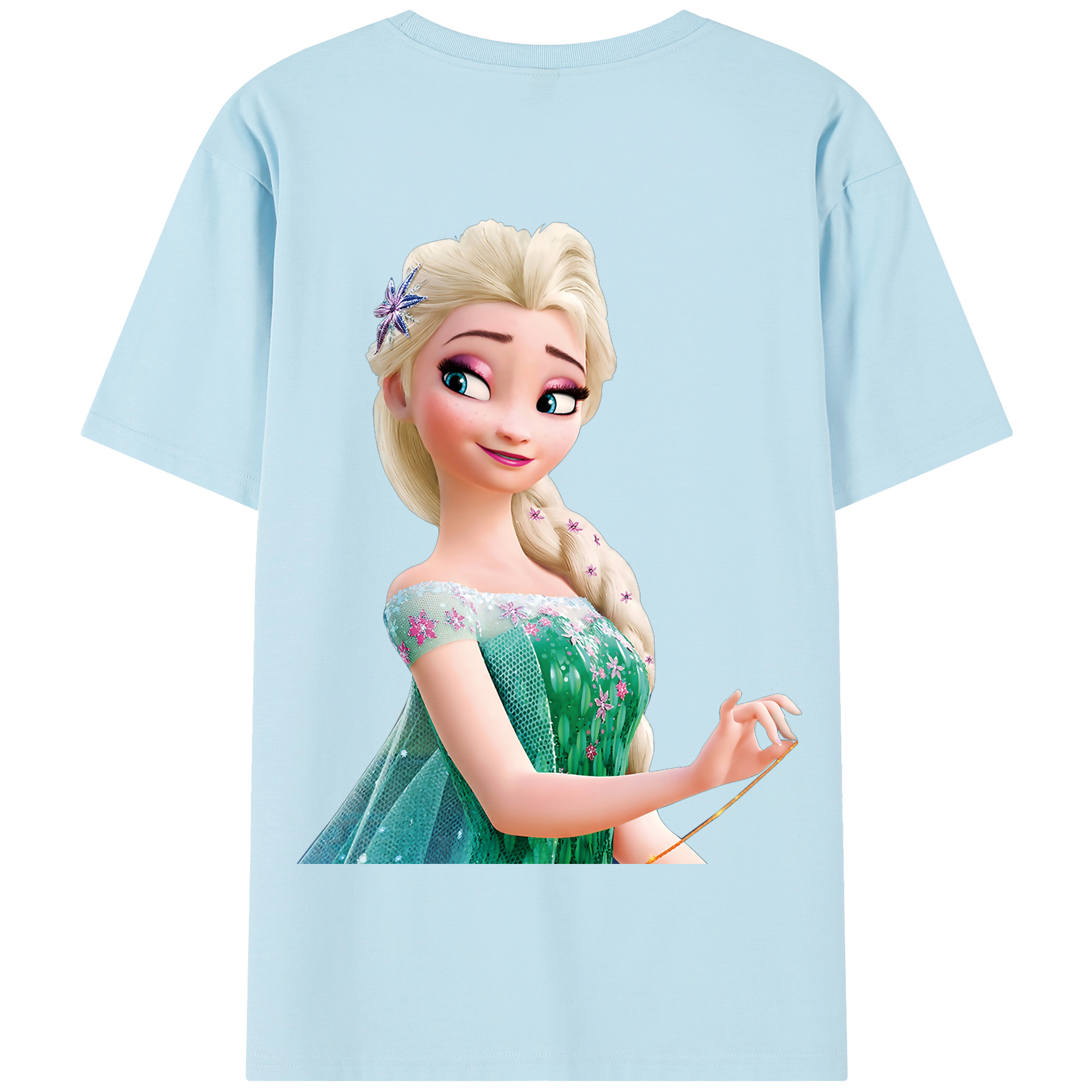 （画像用） アナと雪の女王 アンナ エルサ Frozen Anna Elsa 綿100％半袖Tシャツ（背面プリント）